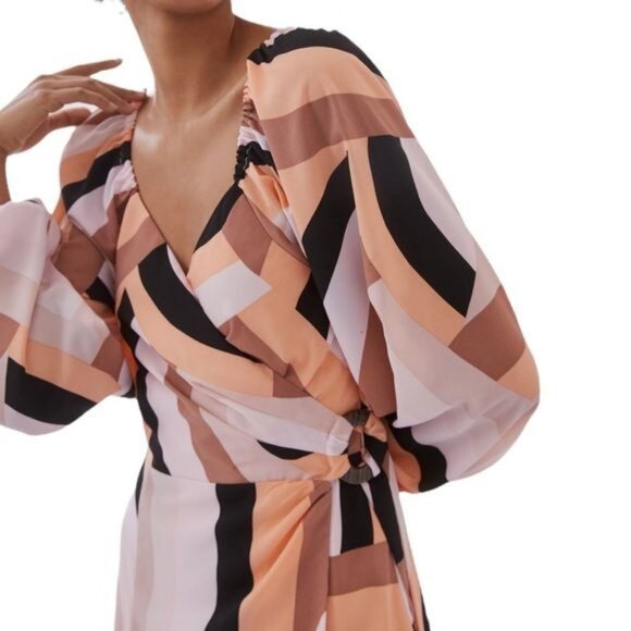 Hutch Geo Wrap Mini Dress in Pink Combo Size XS NWOT - Picture 3 of 15